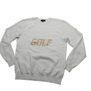 Macade Sweater Mens M White Golf Graphic Crewneck Knit Pullover Logo Athletic